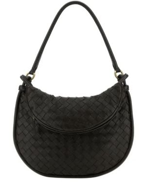 Bottega Veneta Gemelli Leather Shoulder Bag - Black