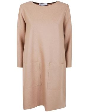 Harris Wharf London Geometric Dress With Pockets Light Pressed Wool - Natural