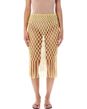 Frankie Shop Tropea Macramé Skirt - Natural