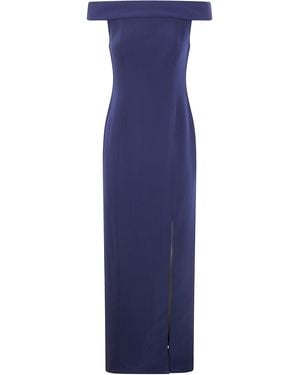 Ralph Lauren "Adlar" Short Sleeves Gown Long Dress - Blue