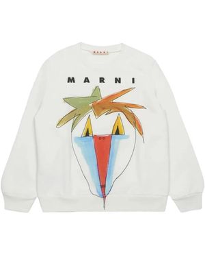 Marni Sweatshirt With Logo And Design - White