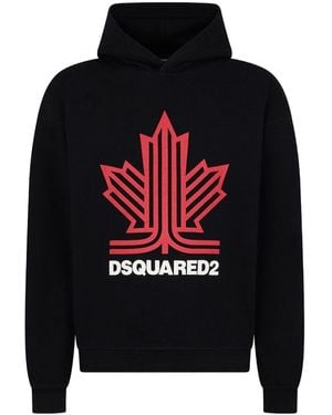 DSquared² Ski Leaf Print Hoodie - Black