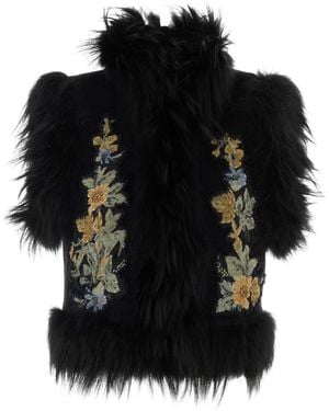Fendi Gilet Panno + Floral - Black