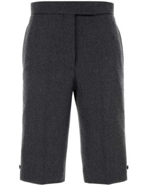 Thom Browne Graphite Wool Bermuda Shorts - Grey