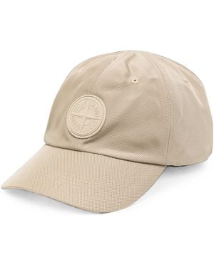 Stone Island 9100014 Nylon Panama Baseball Cap With Compass Logo Patch - Natural
