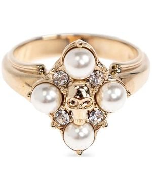 McQueen Skull & Crystal Ring - White