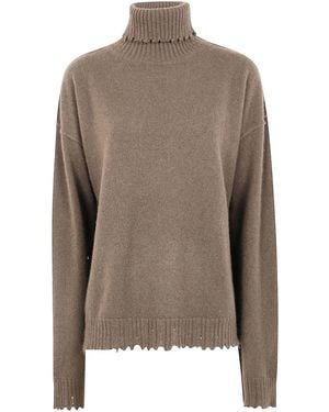Uma Wang "High Neck Top" Jumper - Brown