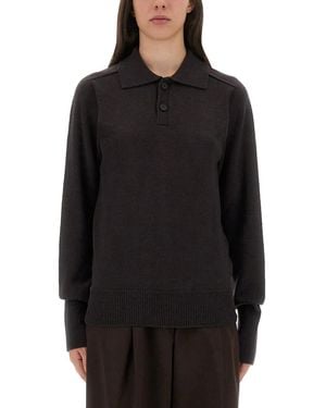 Studio Nicholson "Inverness" Shirt With Polo Collar - Black