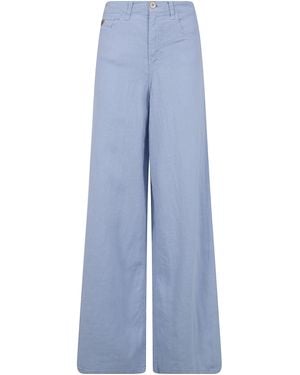 Lois "Arlene" Extra Wide Leg Linen Pants - Blue
