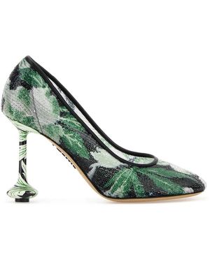 Loewe Embellished Mesh Toy Court Shoes - Green