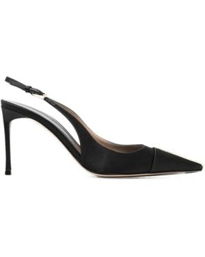 Tom Ford Satin And Crystals Stones Slingback - Black