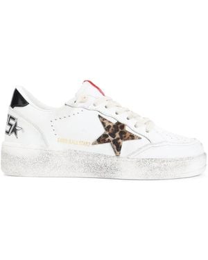 Golden Goose Ball Star Trainers With Leopard Pony Star - White
