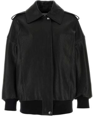 McQueen Leather Oversize Jacket - Black