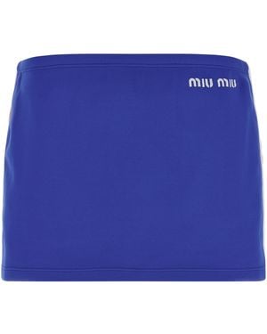 Miu Miu Logo Embroidery Skirt - Blue