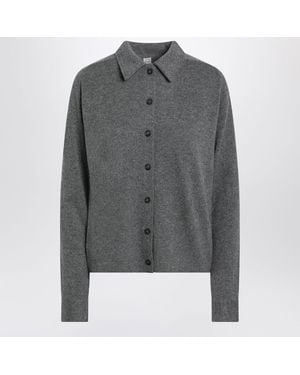 TOTEME Dark Melange Cashmere Cardigan - Gray