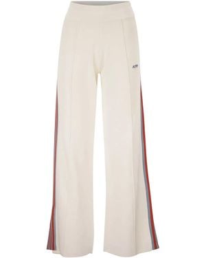 Autry Viscose Track Pants With Side Stripes - White