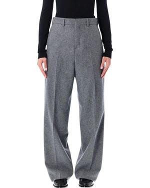 Ami Paris Wool Wide-Leg Trousers - Grey