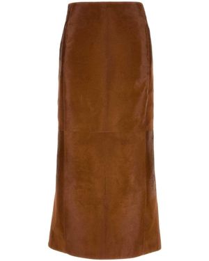 Alaïa Leather Haircalf Mini Skirt - Brown