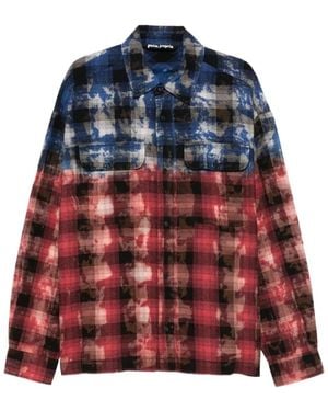 Palm Angels "B Curved Logo Check" Long Sleeves Shirt - Red