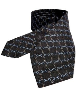 Gucci Chain Pattern Silk Tie - Black