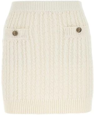 Prada Ivory Cotton Blend Mini Skirt - Natural