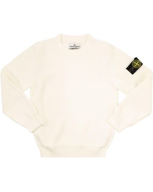 Stone Island Ribbed Cotton Crewneck Sweater - Natural