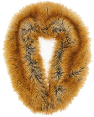 Stand Studio Shawl Collar Made From Soft And Voluminous Faux Fur. Viscose-Blend Lining With Jacquard Logo Motif - Metallic