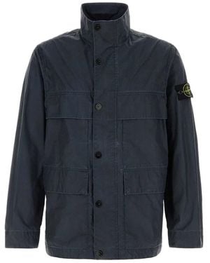 Stone Island Pigmented Wax Jacket - Blue