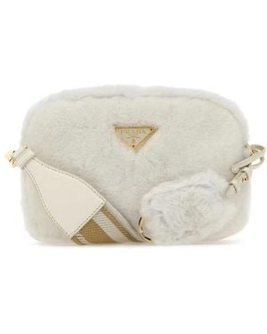 Prada Shearling Crossbody Bag - White