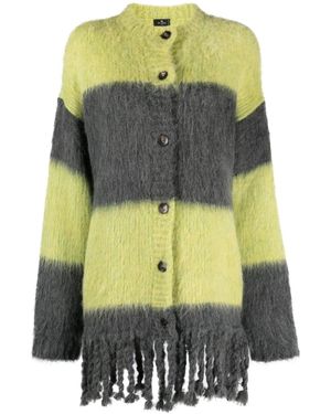 Etro Striped Wool Blend Cardigan - Gray