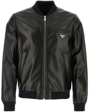 Prada Nappa Leather Reversible Bomber Jacket - Black