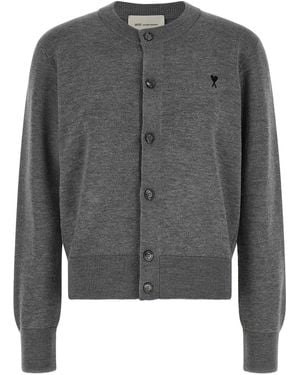 Ami Paris 'Ami De Coeur' Cardigan - Gray