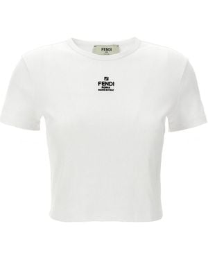 Fendi Cropped T-Shirt - White
