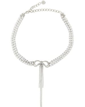 Self-Portrait Self Portrait 'Double Crystal Bow' Necklace - White