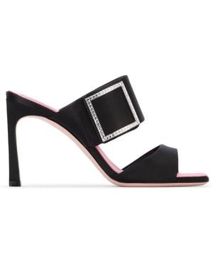 Roger Vivier Trompette Strass Strap Mule 85 - Black