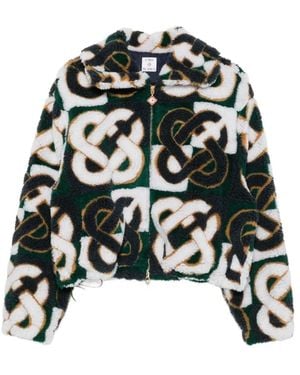 CASABLANCA Zip-Up Monogram Jacket - Black