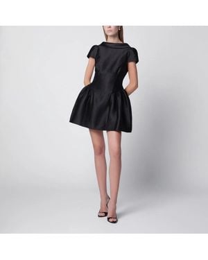 Self-Portrait Mini Taffeta Dress With Collar - Black