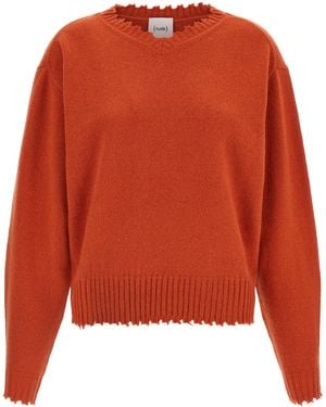 Nude Fringed Hem Jumper - Orange