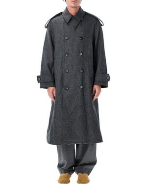 Ami Paris Wool Trench Coat - Grey