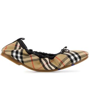 Burberry Embroidered Fabric Fawn Ballerinas - White