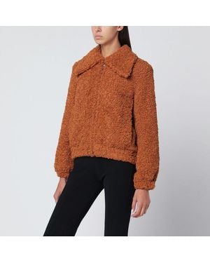 Patou Pumpkin-Coloured Faux Fur Bomber Jacket - Orange