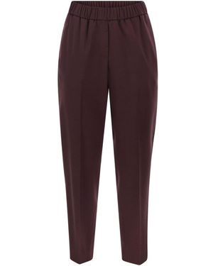 Peserico Virgin Wool Pants With Elasticated Waistband - Purple