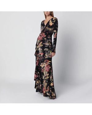 Etro Printed Wrap Jersey Maxi Dress - Black