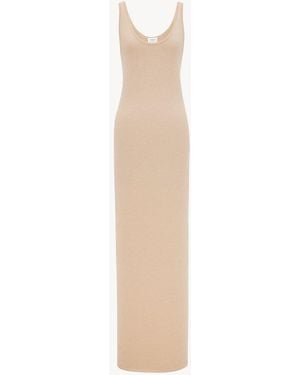 Saint Laurent Lurex Knit Dress in Natural | Lyst Saint Laurent Lurex Knit Dress in Natural | Lyst