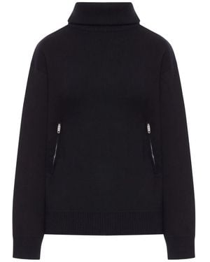 Balenciaga Zipped Neck Wool Sweater - Blue