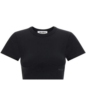 The Attico Bustier Crop T-Shirt - Black