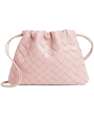 Bottega Veneta Tannin Intrecciato Leather Dustbag Pouch With Drawstring Closure And Shoulder Loop - Pink