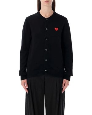 COMME DES GARÇONS PLAY Wool Cardigan With Crystal Heart - Black