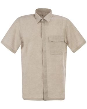 PT Torino Short-Sleeved Linen Shirt - White
