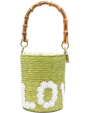 La Milanesa Love Straw Bucket Bag - Green